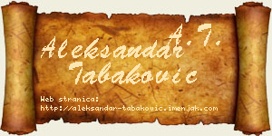 Aleksandar Tabaković vizit kartica